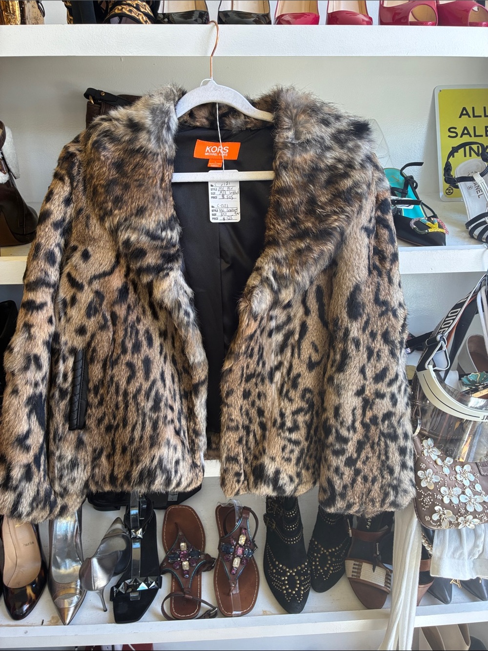 Michael Kors Print Dyed Rabbit Fur Jacket - Brown & Black